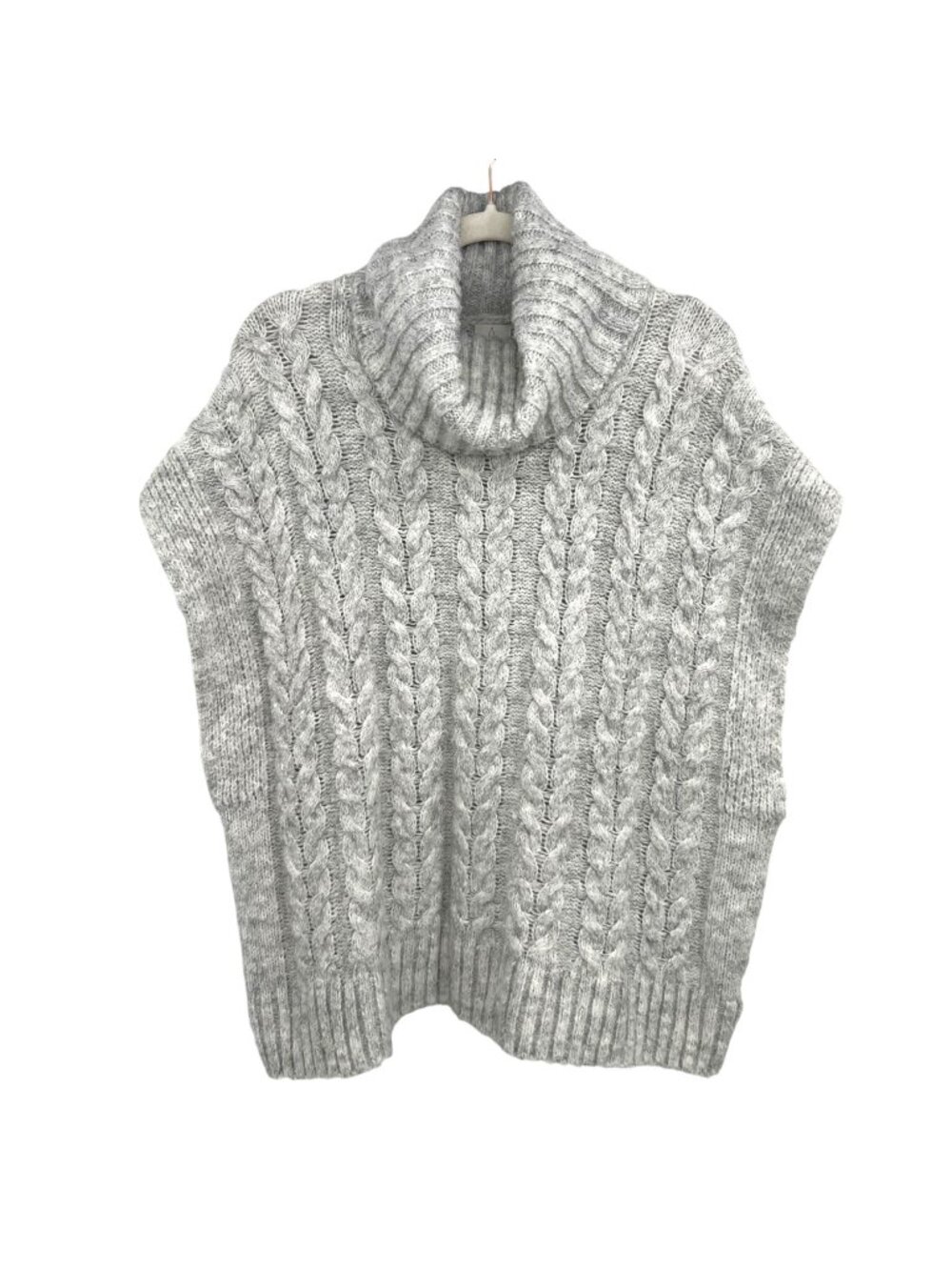 Joie Gray Cable Knit Cowl Neck Oversized Sweater Poncho Sleeveless Size Small